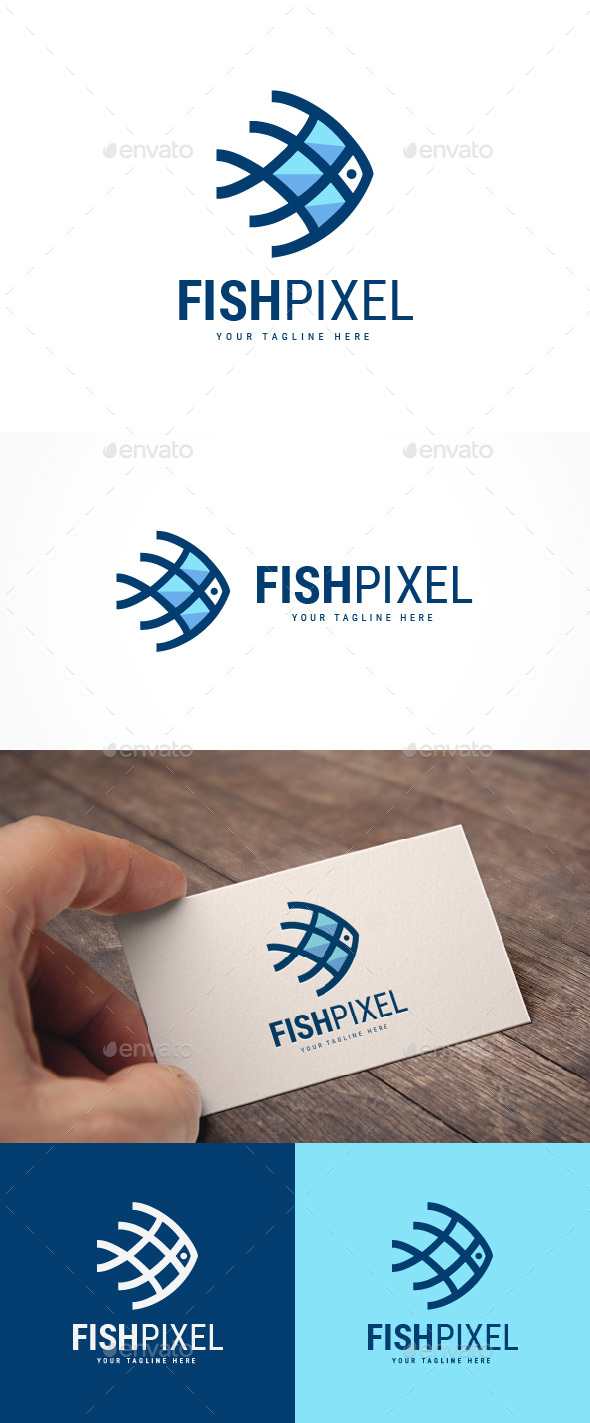 Fish Pixel Logo - Animals Logo Templates