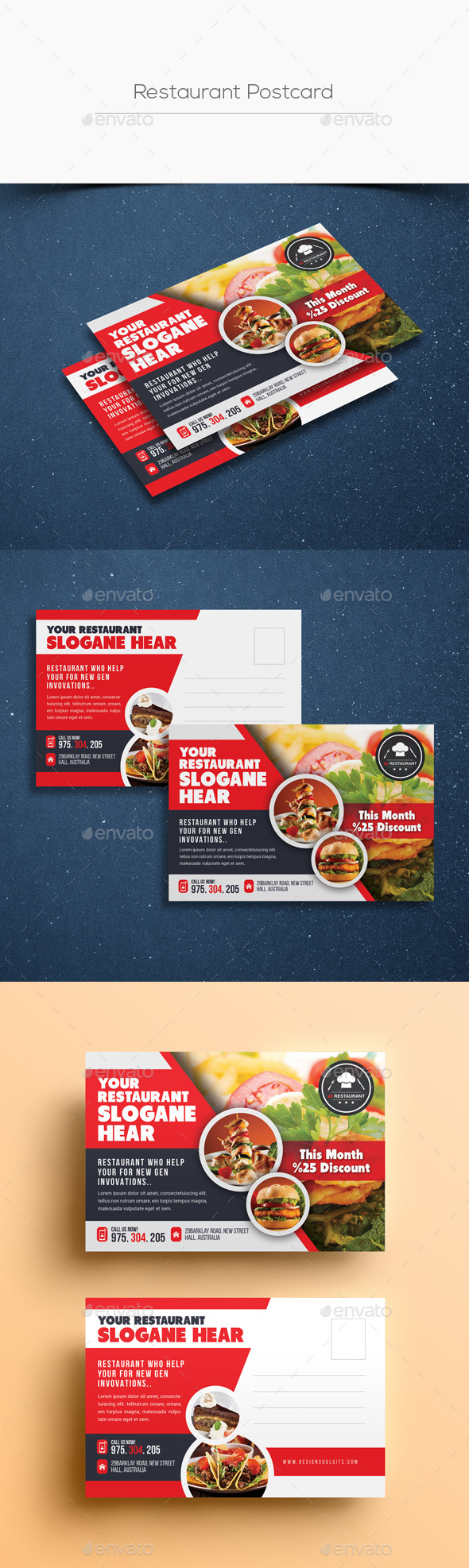 Restaurant Postcard Templates - Cards & Invites Print Templates