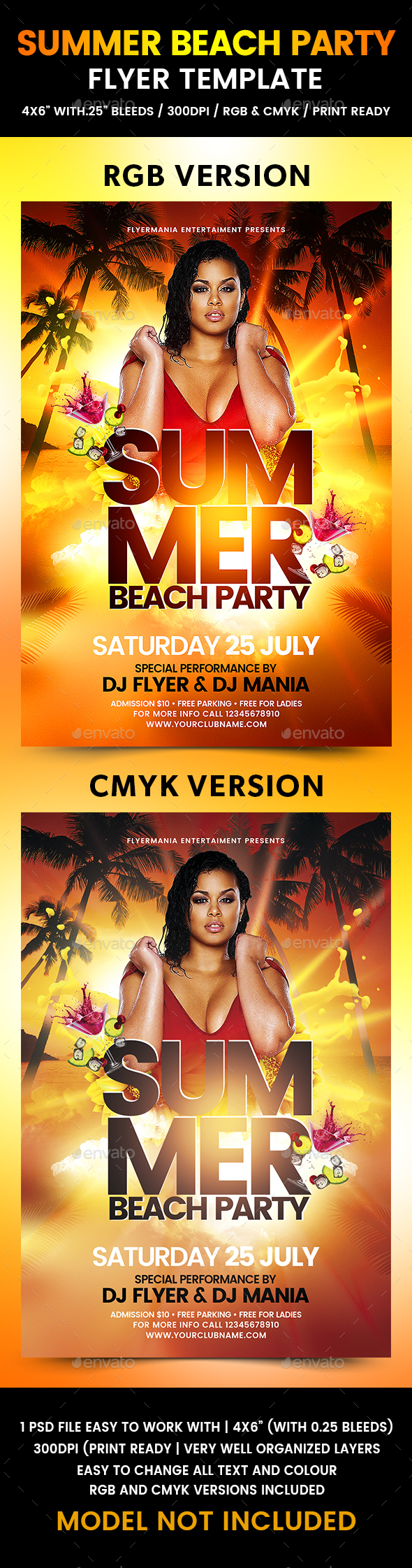 Summer Beach Party Flyer Template - Events Flyers
