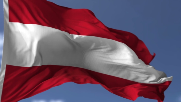 Austria Flag Against Blue Sky