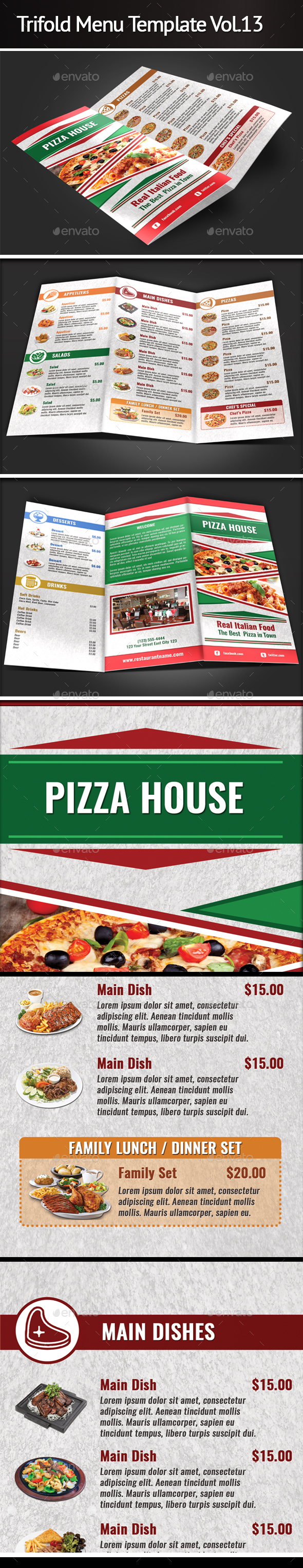 Trifold Menu Template Vol.13 - Food Menus Print Templates
