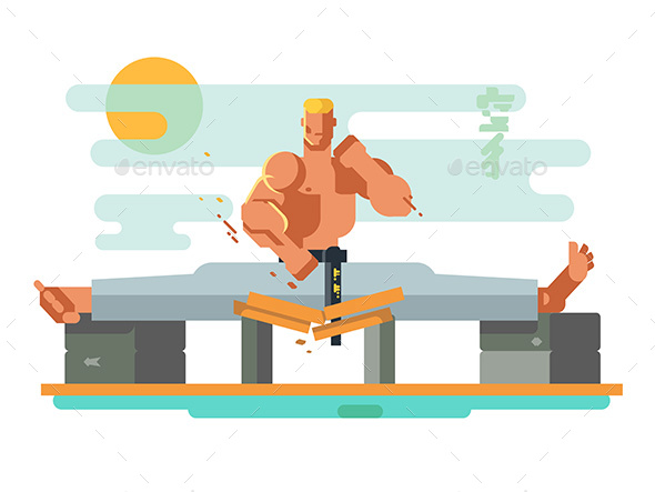Karate Character in the Splits - People Characters