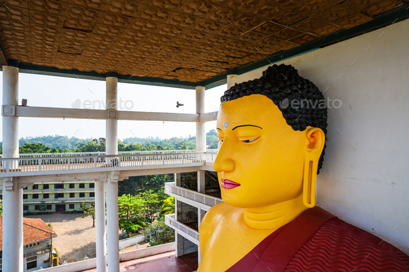 Sri Lanka attractions, buddha statue in old temple - Stock Photo - Images