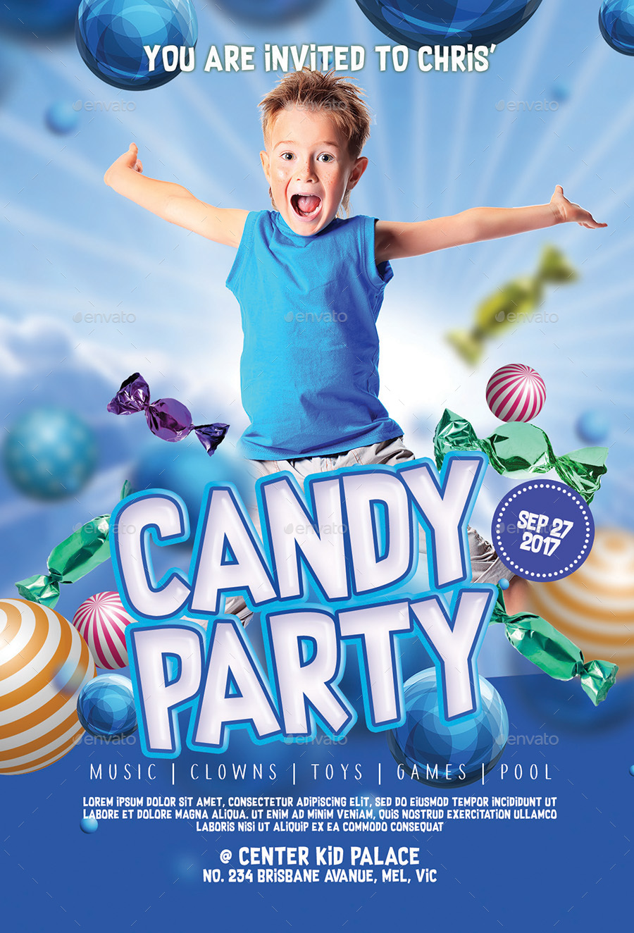 Kid Party Invitation / Flyer Template by tunagaga