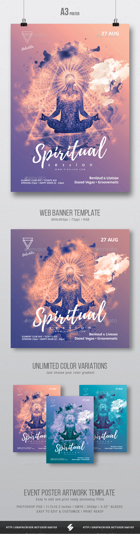 Spiritual Session - Party Flyer / Poster Artwork Template A3 - Clubs & Parties Events