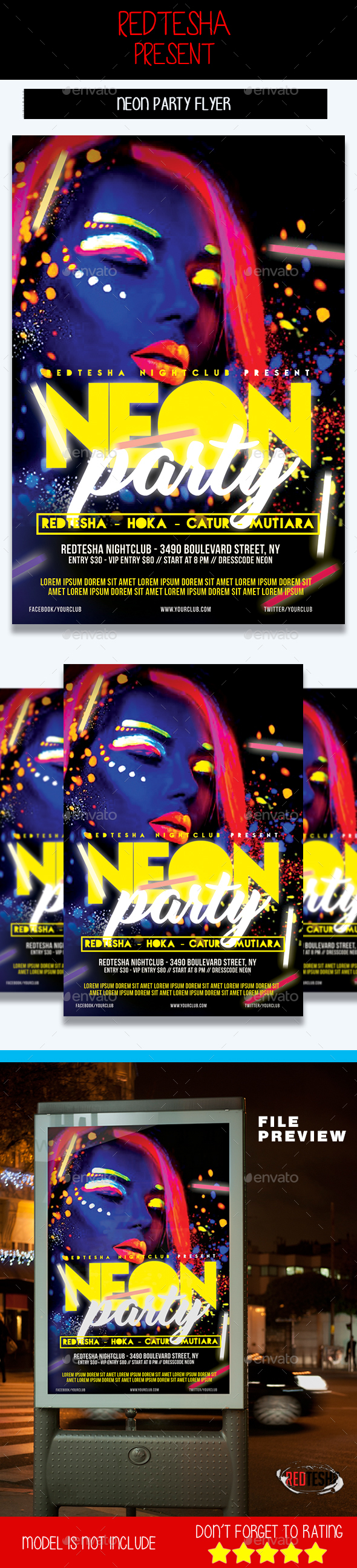 Neon Party Flyer - Events Flyers