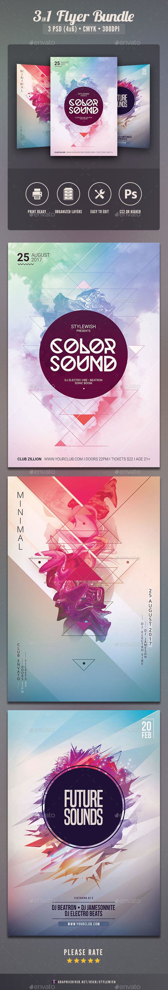Geometric Flyer Bundle Vol.08 - Clubs & Parties Events