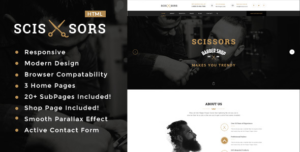 Excellent Scissors Salon & Hair Styling HTML Template
