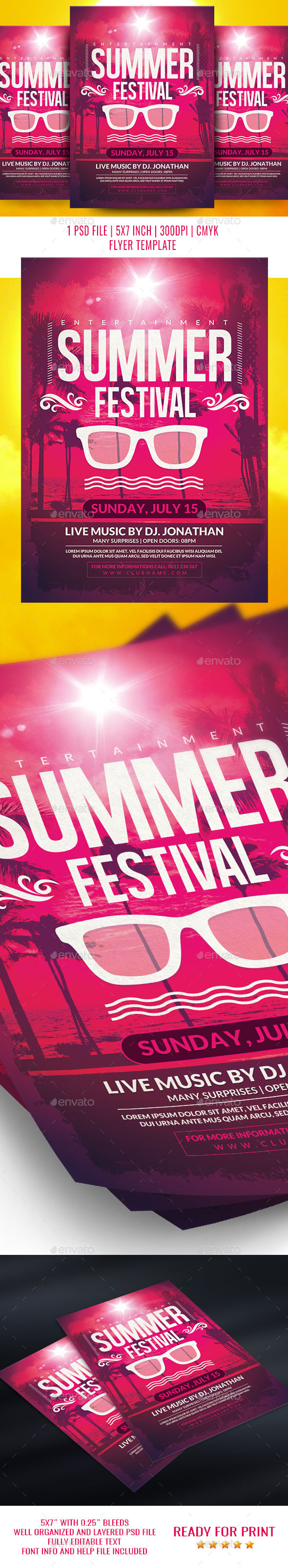 Summer Festival Flyer Template - Clubs & Parties Events