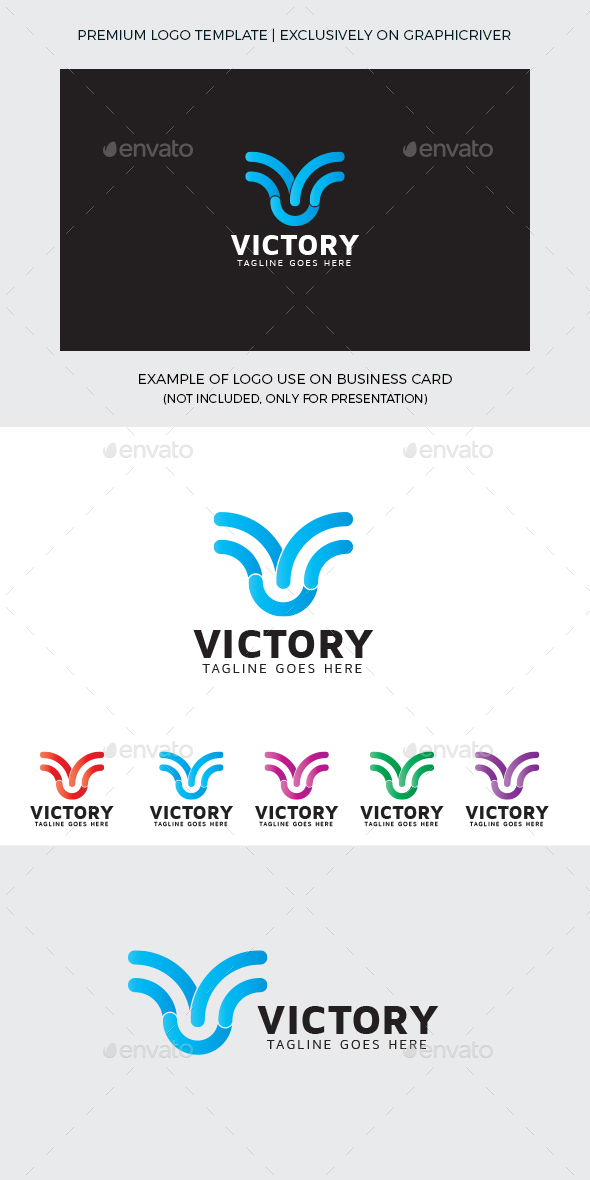 Victory V Letter Logo Template - Letters Logo Templates