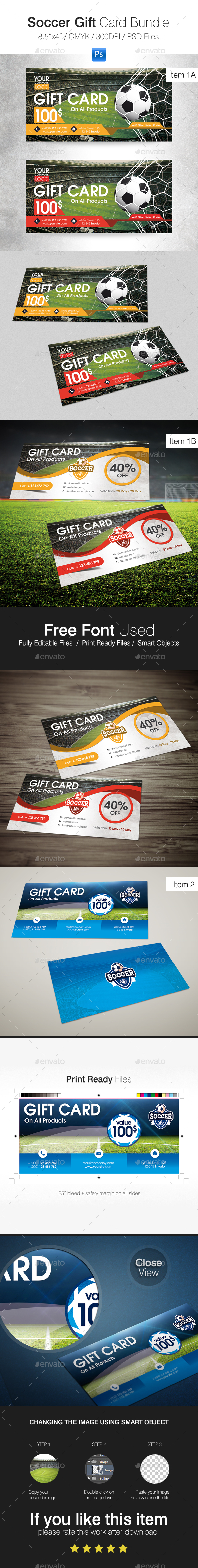 Soccer Gift Card Bundle - Cards & Invites Print Templates