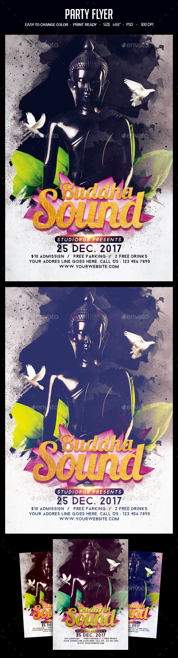 Buddha Sounds Flyer Template - Clubs & Parties Events