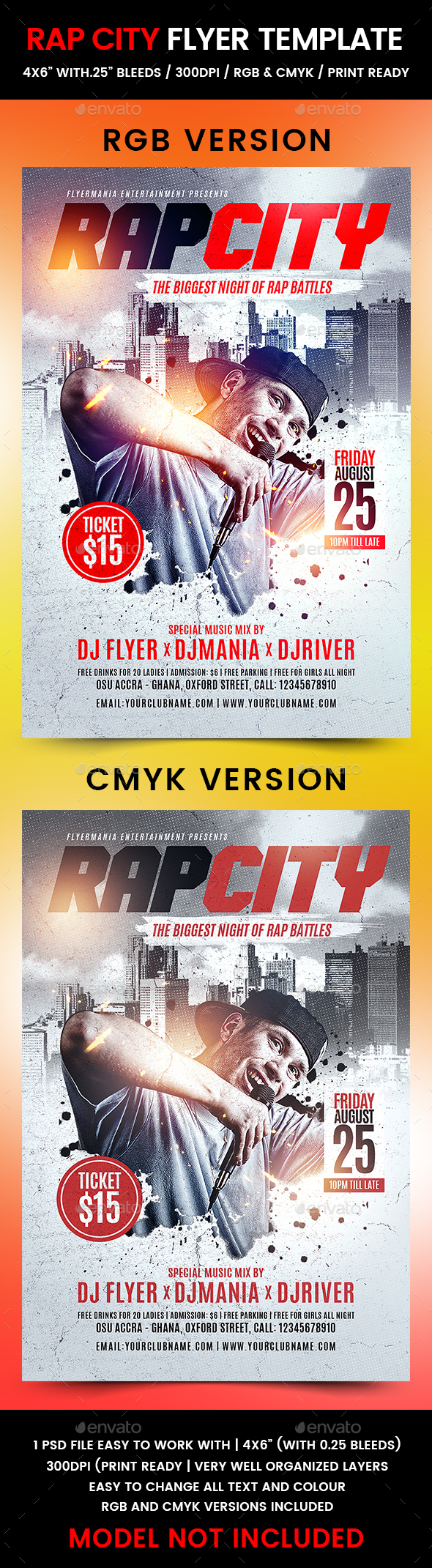 Rap City Flyer Template - Clubs & Parties Events