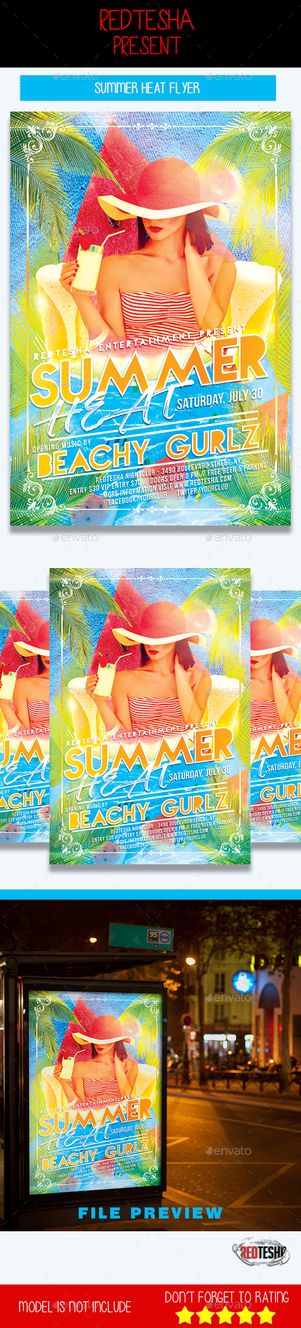 Summer Heat Flyer - Clubs & Parties Events