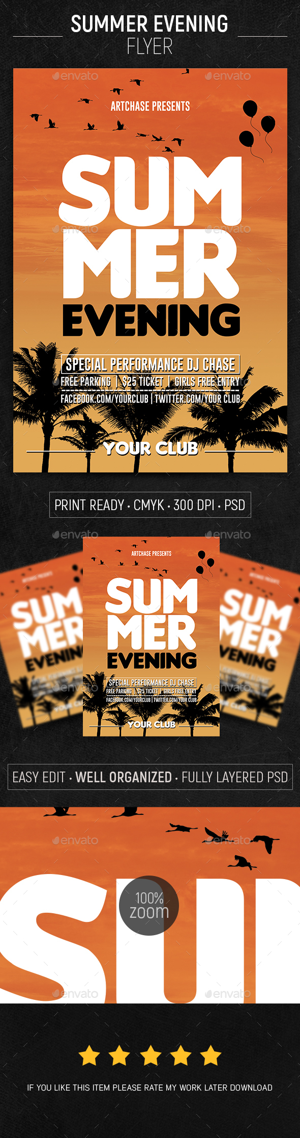 Summer Evening Flyer - Clubs & Parties Events