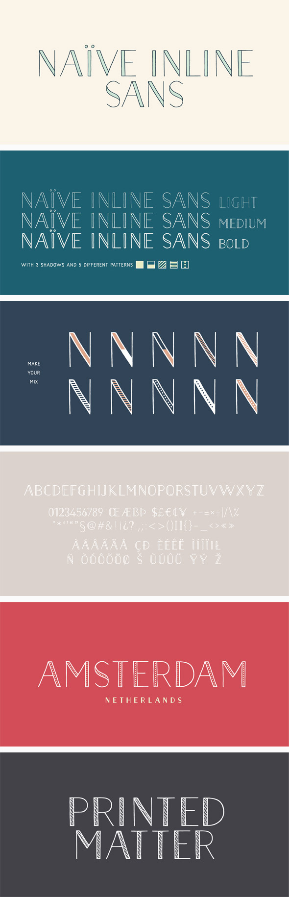 Naive Inline Sans Font Pack - Handwriting Fonts