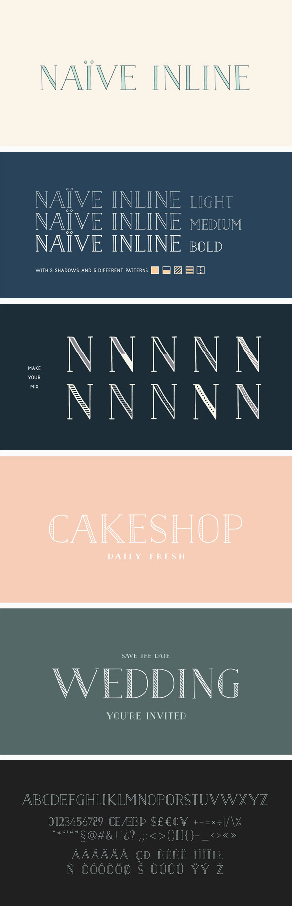 Naive Inline Font Pack - Handwriting Fonts