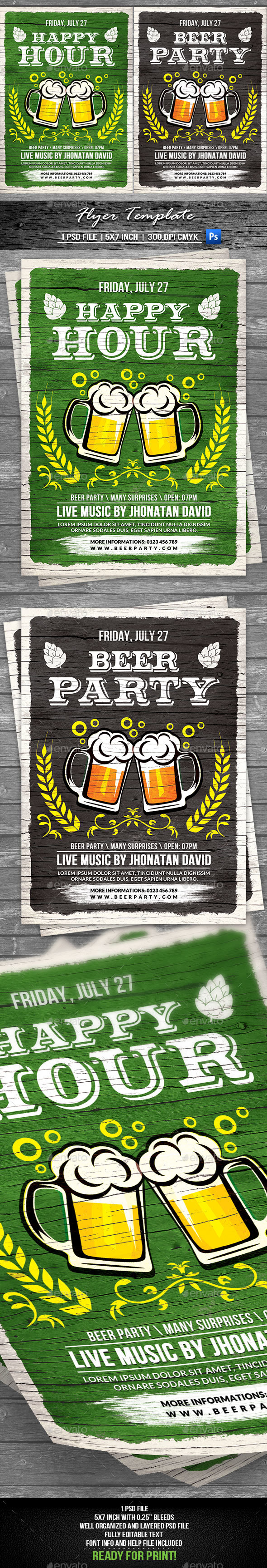Happy Hour Flyer Template - Clubs & Parties Events