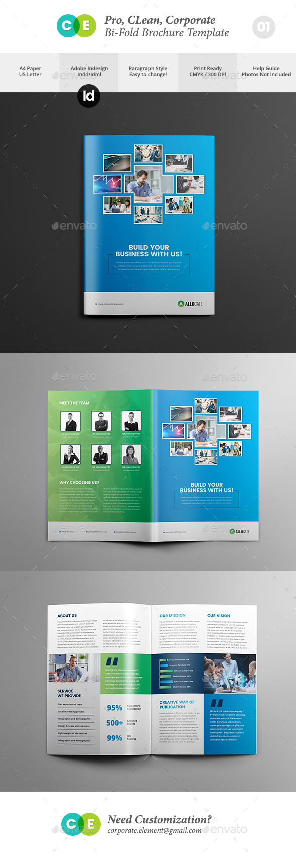 Clean Pro Bi-Fold Brochure Template V01 - Brochures Print Templates