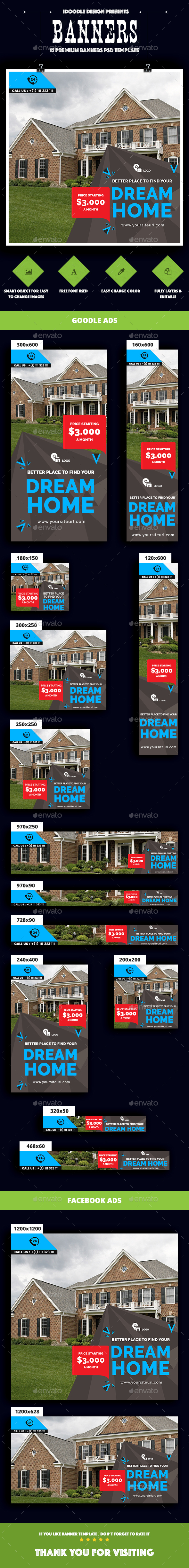 Real Estate Banners Ads - Banners & Ads Web Elements