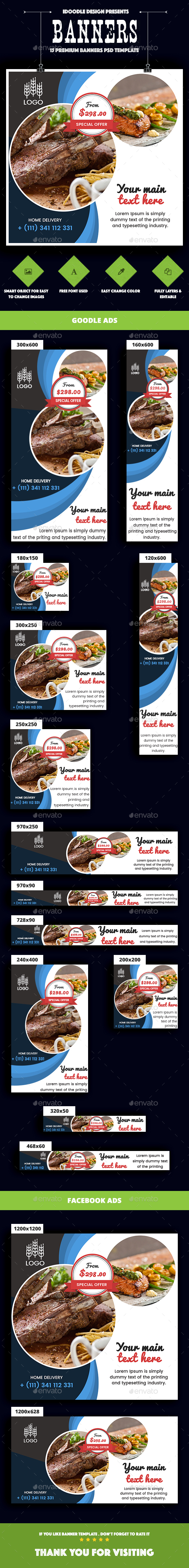 Food & Restaurant Banners Ad - Banners & Ads Web Elements