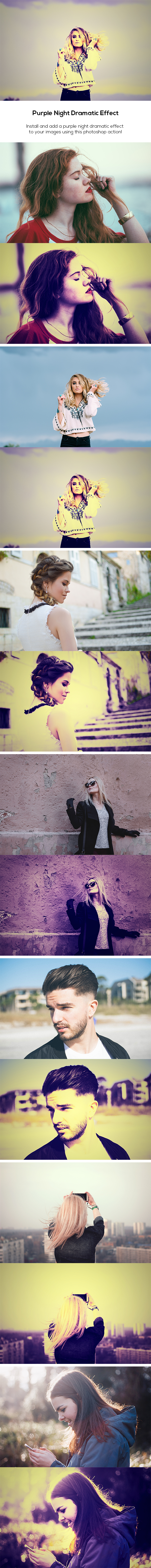 Purple Night Dramatic Effect - Photo Effects Actions