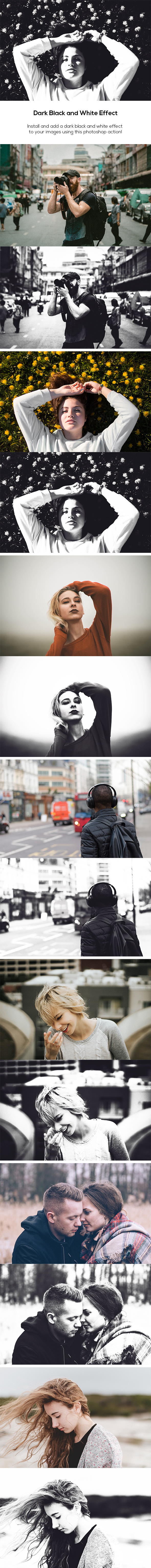 Dark Black and White Effect - Photo Effects Actions