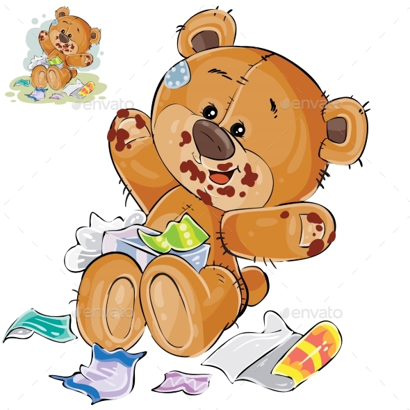 Vector Brown Teddy Bear Sweet Tooth - Animals Characters