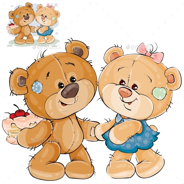Vector Illustration of a Brown Teddy Bear - Animals Characters