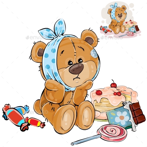 Vector Illustration of a Brown Teddy Bear Sweet - Animals Characters