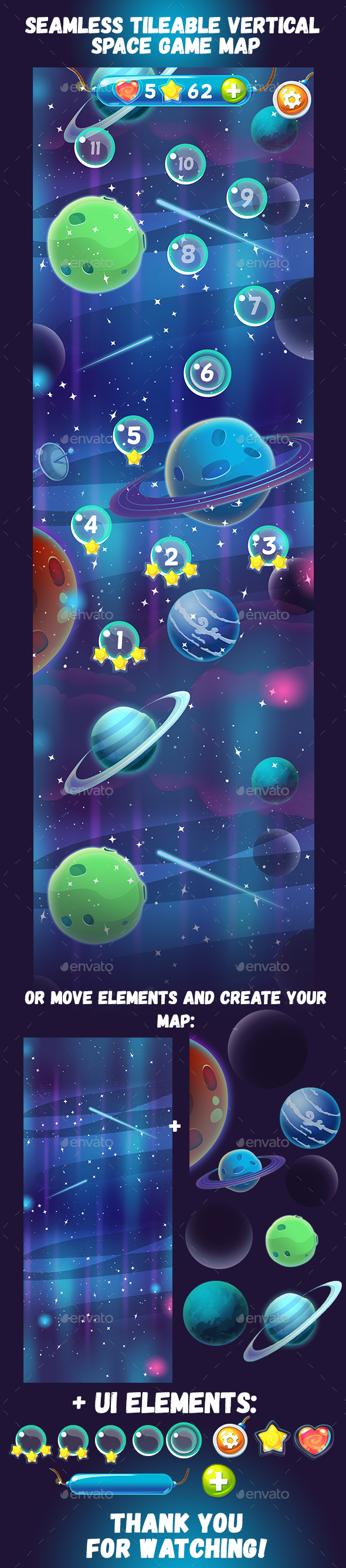 Seamless Vertical Space Game Map - Miscellaneous Game Assets