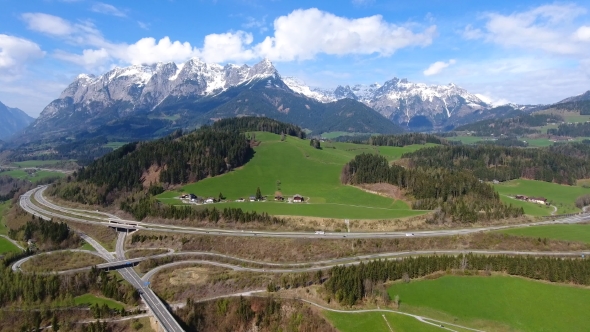Aerial View of Mountain Road in Austria alt