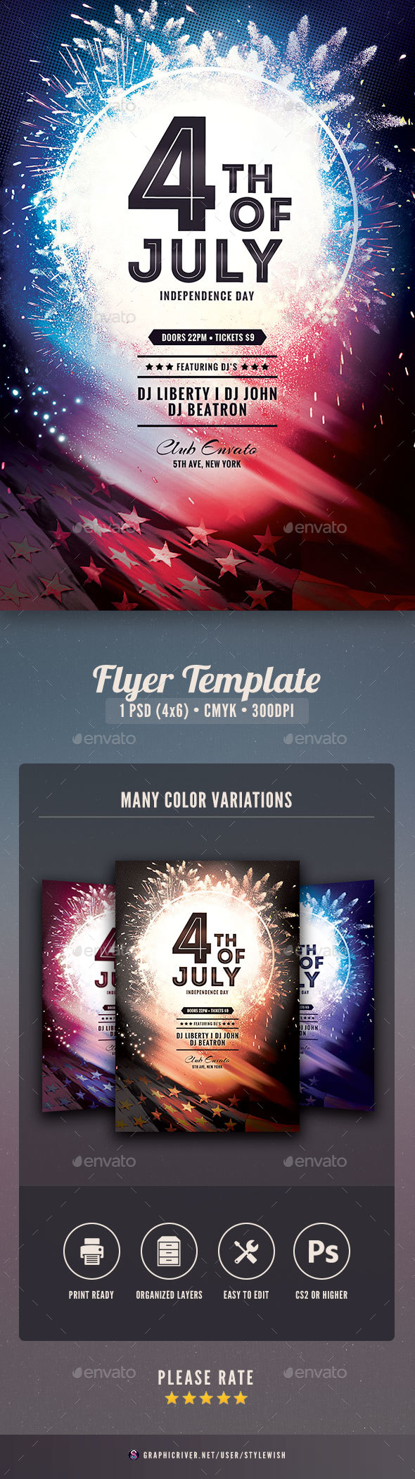 Fourth of July Flyer - Clubs & Parties Events