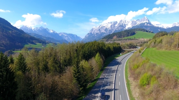 Aerial View of Mountain Road in Austria alt