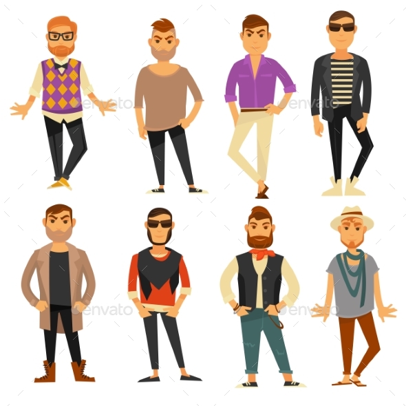 Men in Different Casual Fashion Clothes Styles - Man-made Objects Objects