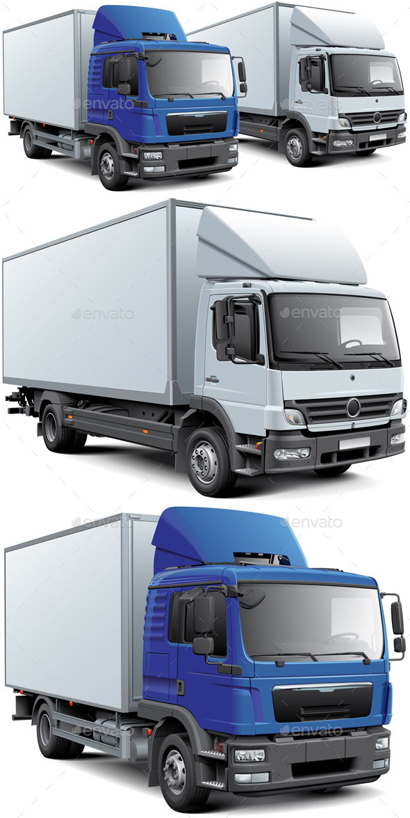 Two Box Trucks - Man-made Objects Objects