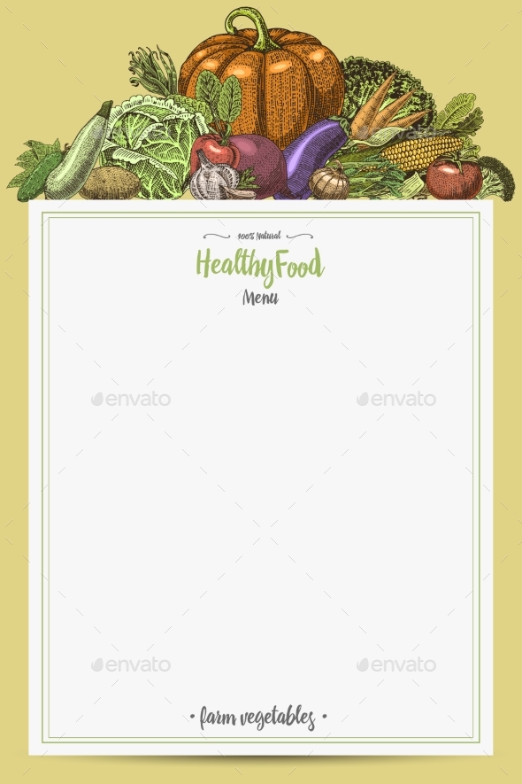 Vegetables Menu with Space for Text - Food Objects