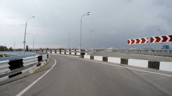 Car Is Driving Exit to Highway alt