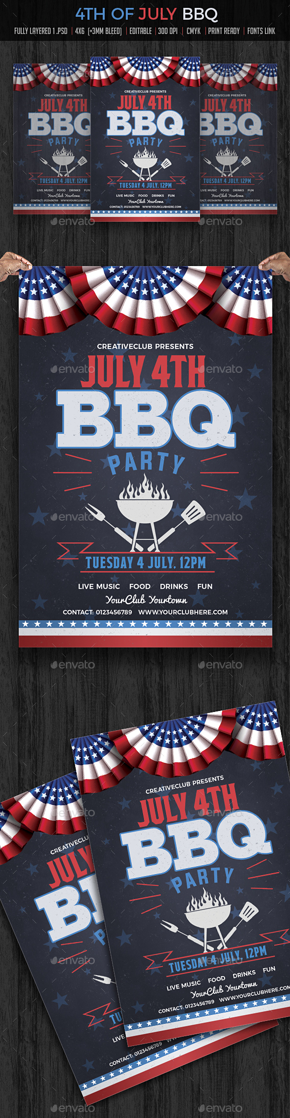 July 4th BBQ Flyer - Clubs & Parties Events