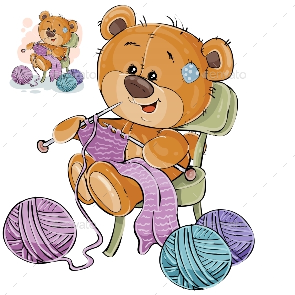 Vector Illustration of a Brown Teddy Bear Sitting - Animals Characters