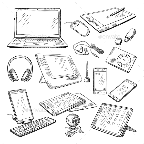 Different Computer Gadgets - Man-made Objects Objects
