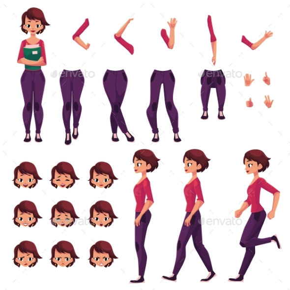 Young Woman Character Creation Set - People Characters