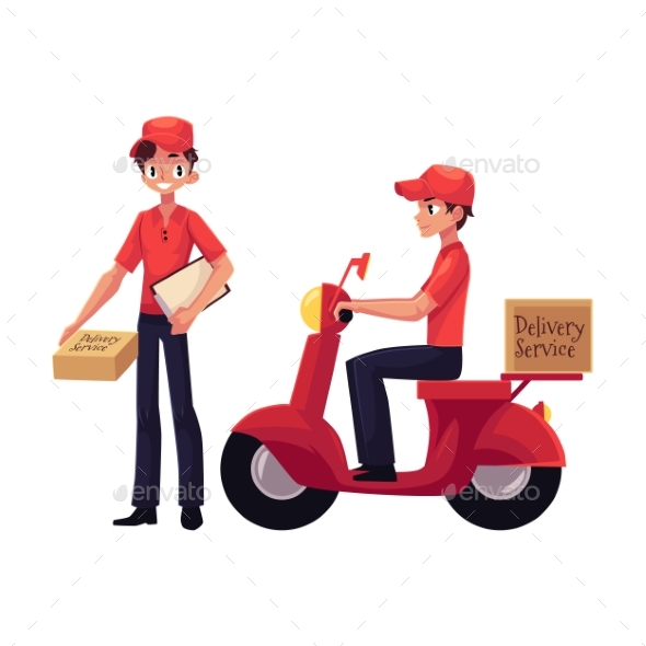 Courier Delivery Service Worker Holding Package - People Characters