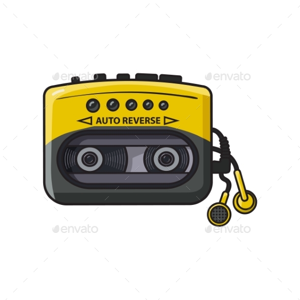 Old Fashioned Black and Yellow Audio Player - Retro Technology