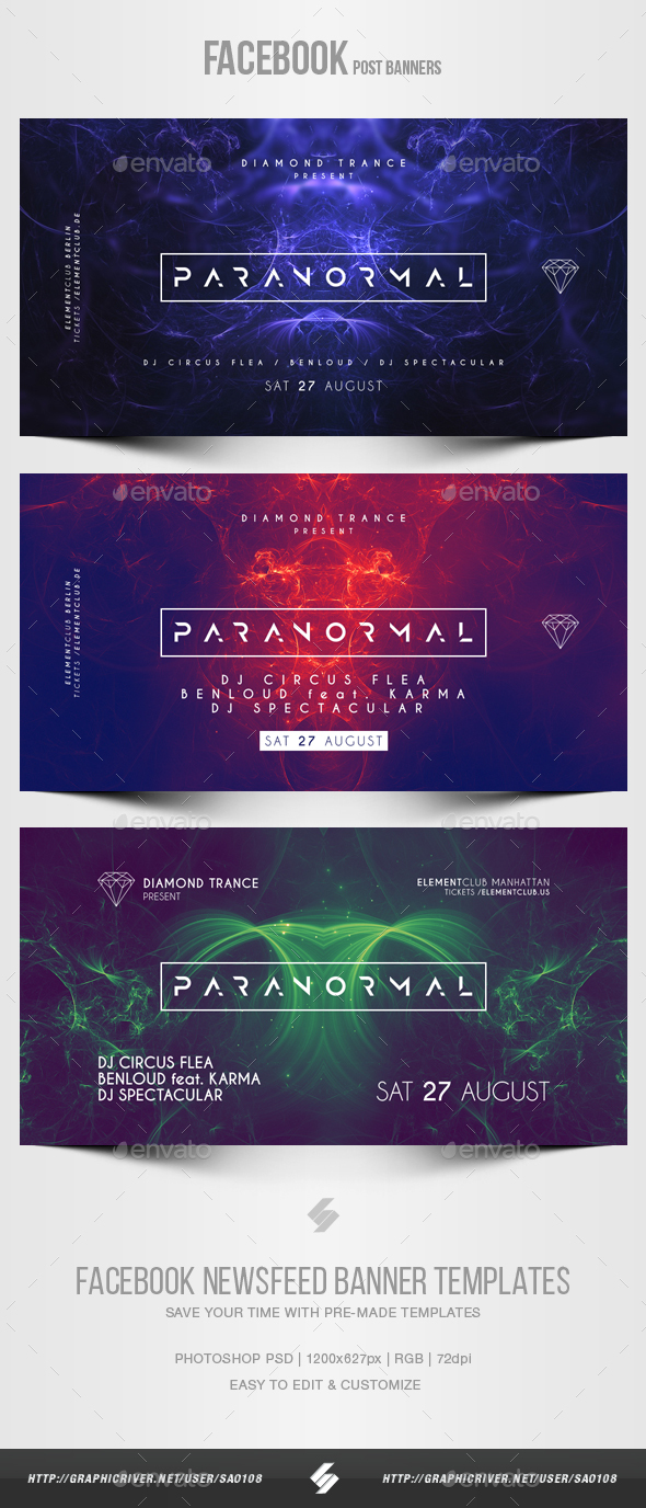Electronic Music Party vol.22 - Facebook Post Banner Templates - Social Media Web Elements