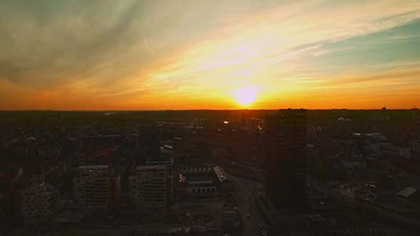 Sunset With Colorful Cloud, Aarhus, Denmark alt