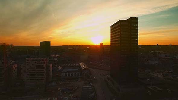 Sunset Over City Aarhus, Denmark alt