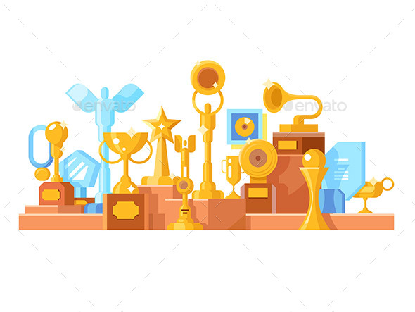 Awards Set Design Flat - Objects Vectors