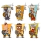 Cartoon Warriors with Spear Character Vector Set
