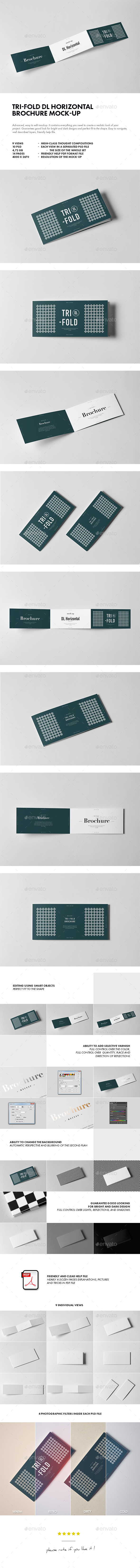 Tri-Fold DL Horizontal Brochure Mock-up - Brochures Print